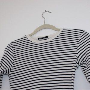 BRANDY MELVILLE Navy and White Striped Long Sleeve